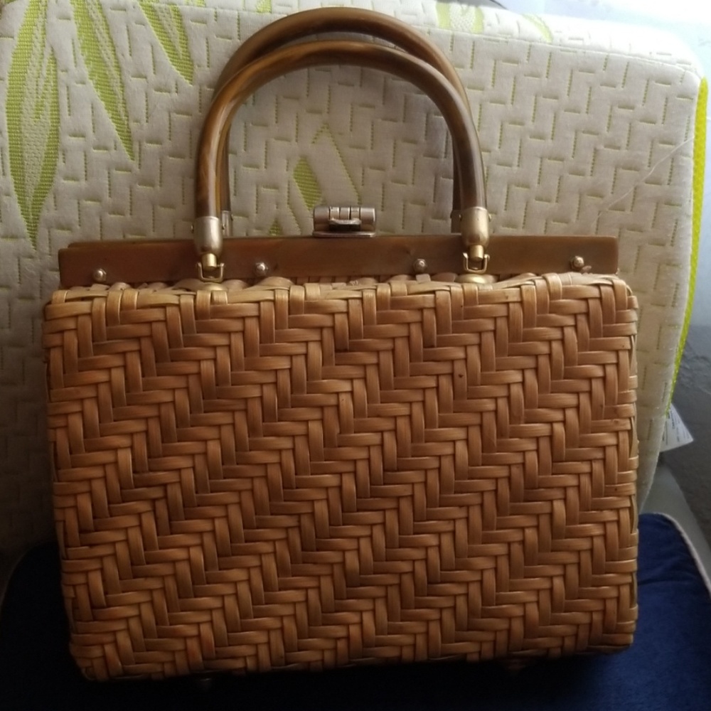 50s Vintage wicker purse rattan handbag Dayne Taylor handbag